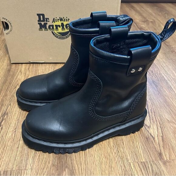 DR MARTENS Anistone LO black leather Chelsea ankle boots booties shoes sz 9 new - Picture 2 of 8